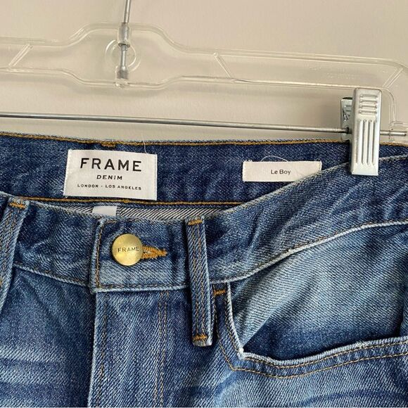 Frame Denim Le Boy Distressed Straight Leg Jeans in Kirkwall - Picture 6 of 9